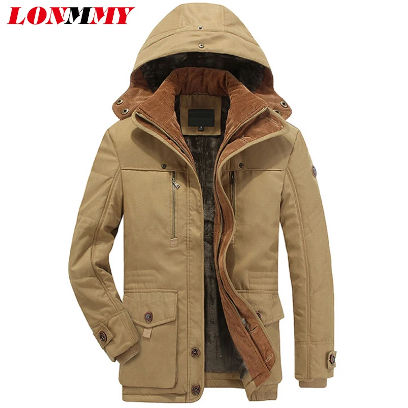 Тренч LONMMY 4XL модель 2018 зимние кашемировые плотные мужские куртки и пальто