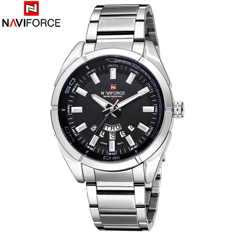 

New NAVIFORCE Brand Business Quartz Watch Men's Stainless Steel Band 30M Waterproof Date Wristwatches Relogio Masculino