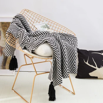 

All-cotton Nordic Lantern Ball Knitted Blanket Leisure Wool Blanket Office Air Conditioning Midday Break Blanket Sofa Blanket Co