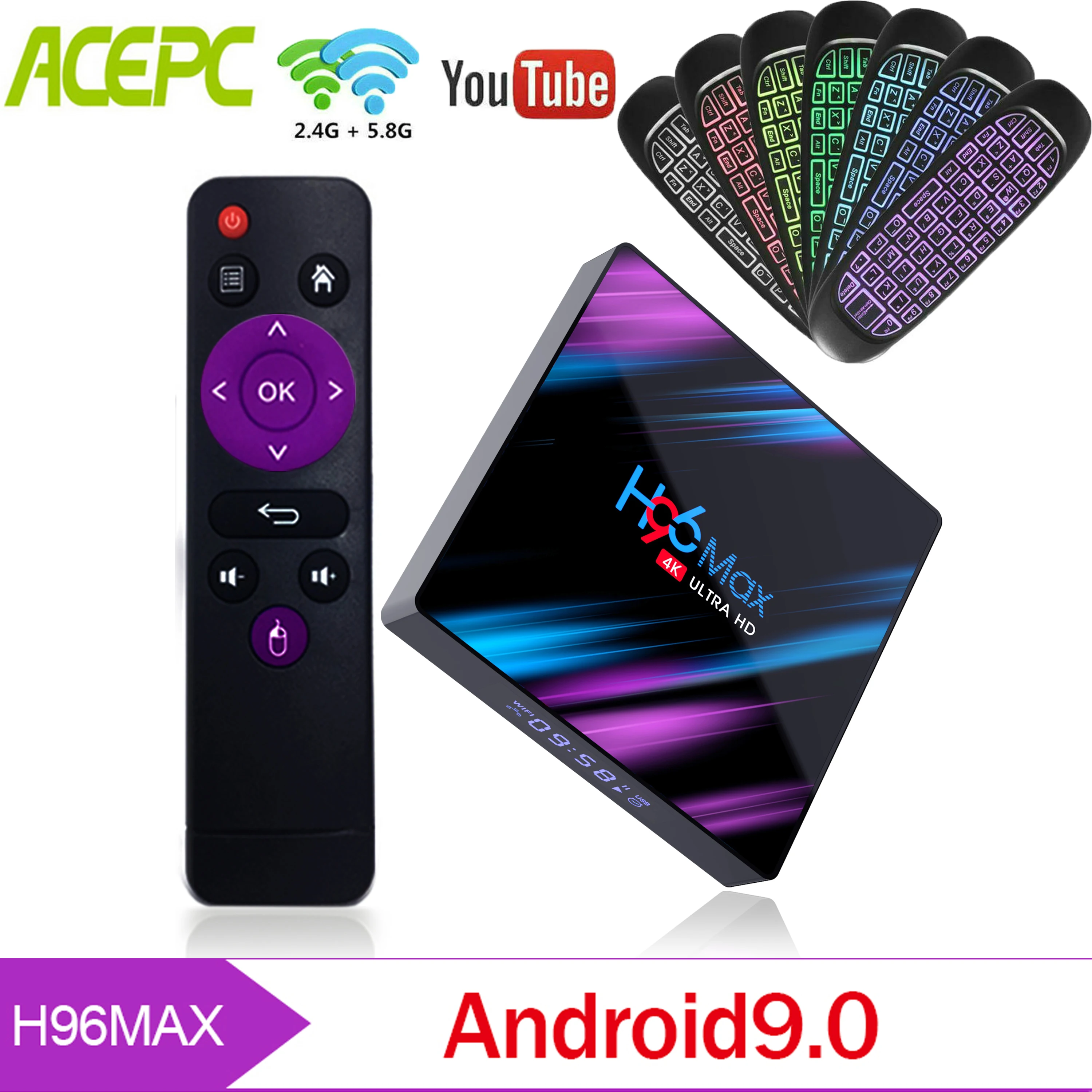 

H96 MAX TV Box Android 9.0 2.4G/5G RK3318 Quad Core BT4.0 16G/32G/64G Media Player TV Box Wifi PK X96 mini Xio mi android Box