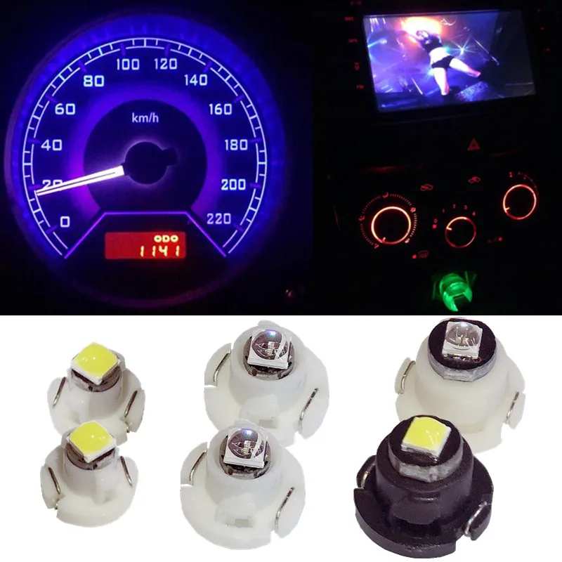 

10PCS Interior Light T3 T4.2 T4.7 T5 Wedge LED Bulb Auto Car Instrument Light bulbs 12V automobiles car-styling Car led light