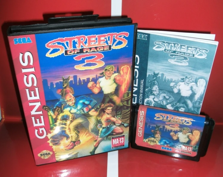 

Street of Rage 3 US Cover with box and manual For Sega Megadrive Genesis Video Game Console 16 bit MD card