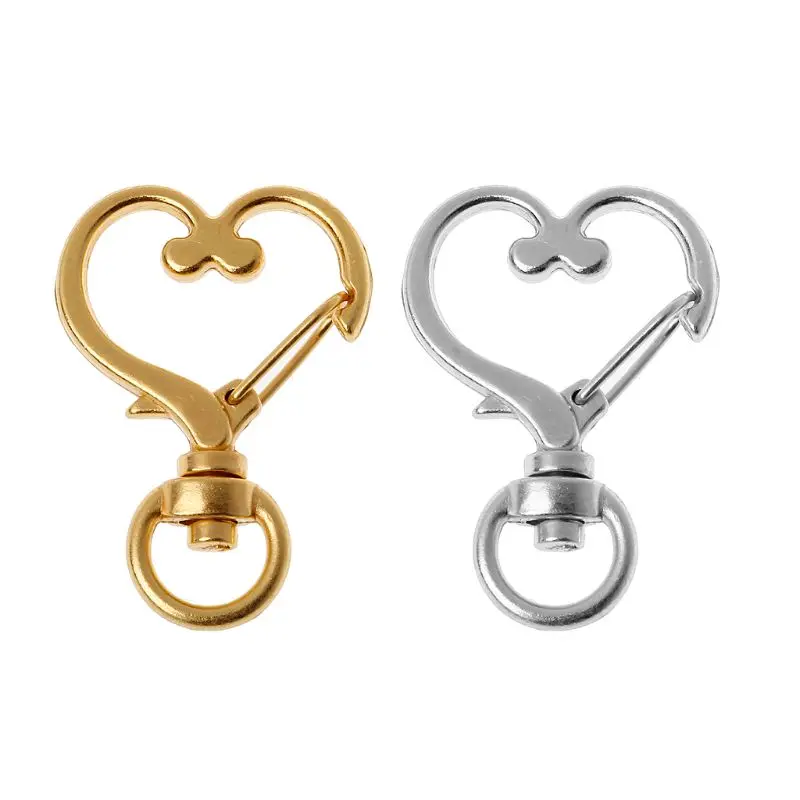 

10Pcs Metal Swivel Lobster Clasp Snap Hook Heart Shape Keychain Jewelry Findings