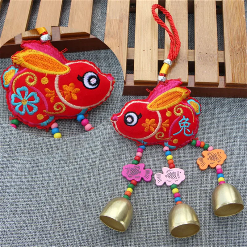 Chinese New Year Of The Pig Stuffed Toy Ethnic Flavor Zodiac Mascot Benediction Child Baby Lucky Pendant Small Bell7