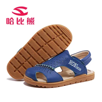 

HOBIBEAR 2017 Summer New Boys Sandals Leather Nonslip TPR Kids Shoes Anti-Collision Beach Shoes For Boys