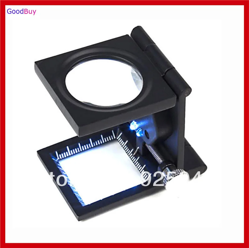 

New Mini Foldable 8x Three-Folding Scale Magnifier Magnifying Glass Stand LED Light For Fabric Jewelry Electronic appraisal