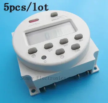 

Big Discount!! wholesale 5Pcs/Lot 12V Digital LCD Power Programmable Timer Time Switch Relay 16A(8)A, 250AC Free Shipping