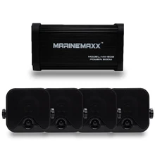 4 Channel 500Watts Marine Blutooth Motorcycle Amplifier Boat Stereo USB MP3 Audio+4" Marine Waterproof Box Stereo Speakers