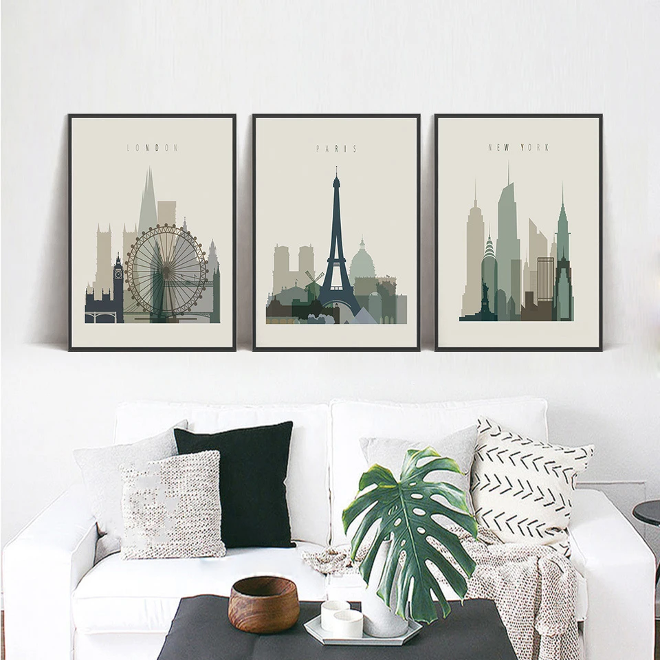 

Living Room Home Decor HD Print Poster City Famous Building Landscape Nordic Abstract Canvas Art Wall Picture Paintings Vintage