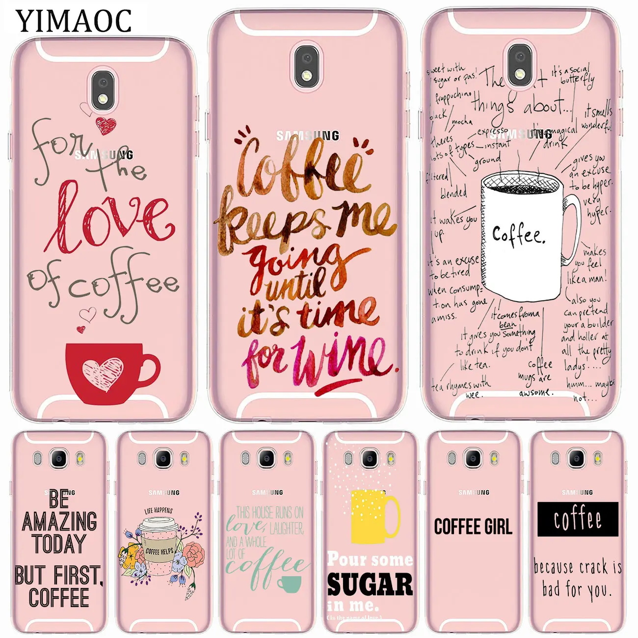 

YIMAOC Coffee Wine Brown Magenta Ombr Soft Silicone Case for Samsung Galaxy A9 A8 A7 J7 J6 J5 2017 EU J3 2016 A6 Plus 2018