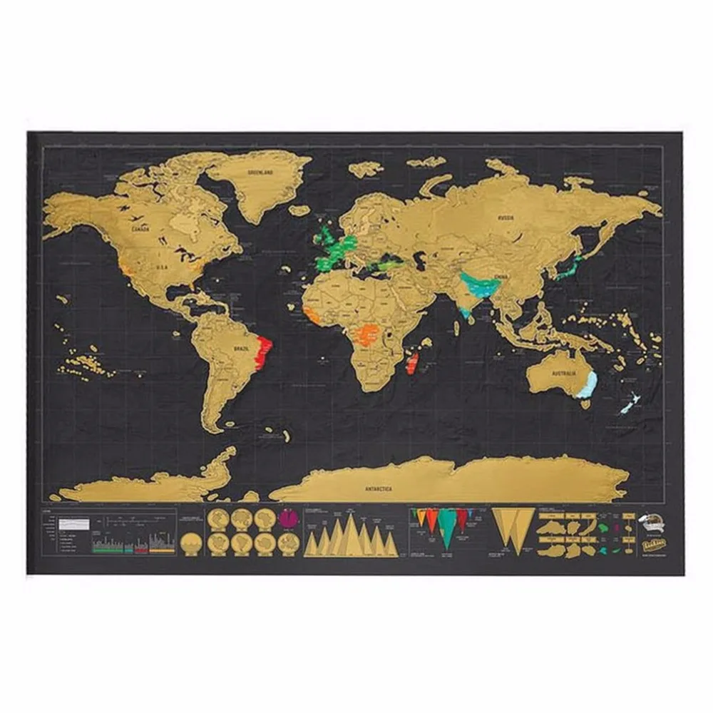 1pcs Travel Scratch Off Map Personalized Deluxe World Map Scratch Off