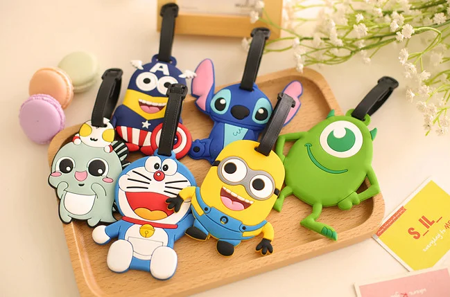 

Kawaii 11.5CM Approx. Cartoon 8Designs - , Etc. Silicone Rubber Travel Luggage Tag ; Label Name Cards TAG Pouch