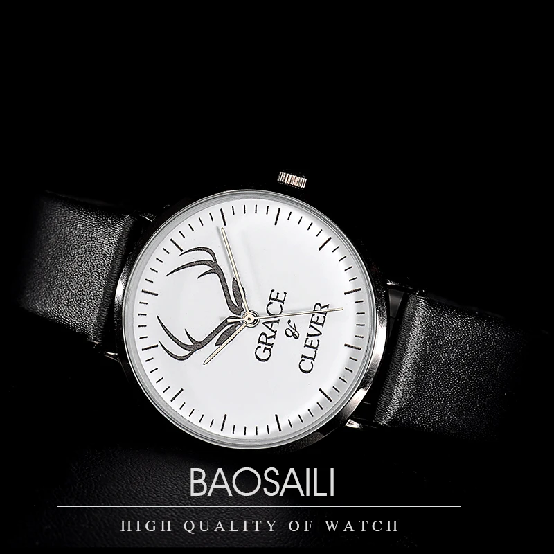 Мужские и женские классические часы BAOSAILI с кожаным циферблатом стильным
