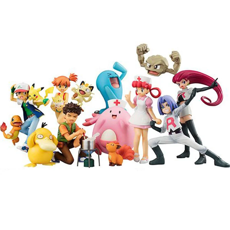 

NEW Anime Jessie James Meowth Brock Geodude Pika Charmander Figure Cartoon pokemones Figure Gifts Toys for Children
