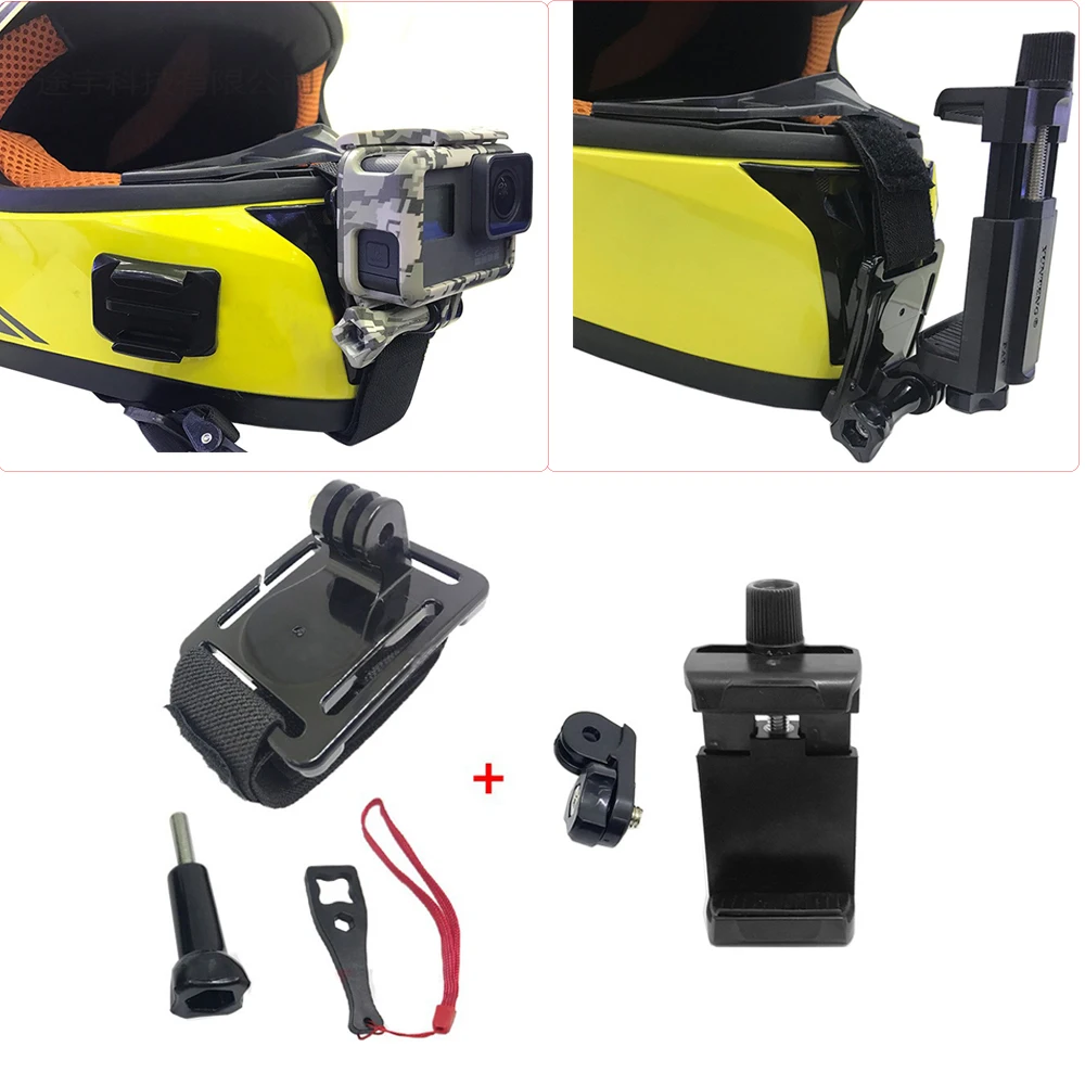 Мотоцикл полный шлем подбородка монтажный зажим для всех GoPro Hero/SJCAM Камера/huawei iphone