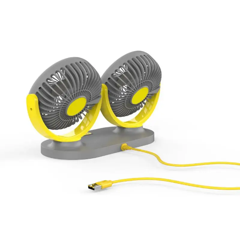 

Portable Vehicle Mounted Dual-head Fan USB Charging Low Noise Car Auto Cooling Air Fan 60° Rotatable Auto Cooling