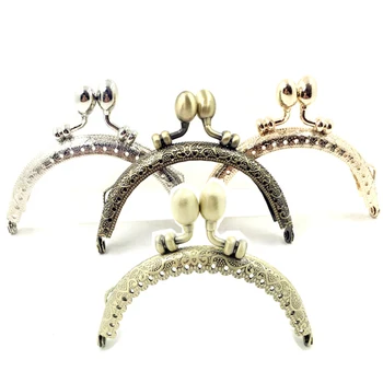 

10Pcs Flower Embossed Bud Heads Classic Arc Metal Frame Kiss Clasp Clutch Coins Purse Bag Handbag Handle Accessories 8.5cm