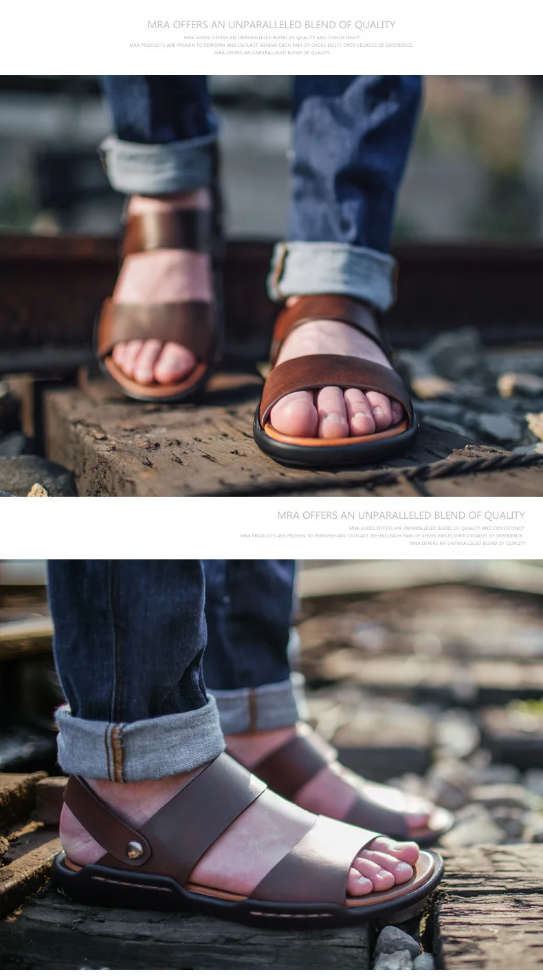 Модные Повседневное Натуральная кожаные сандалии гладиаторы для Для мужчин одноцветное пляжные сандалии на плоской подошве шитья твердый мужские сандалии