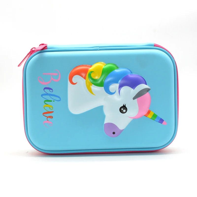 Pencil Case School EVA Trousse Scolaire Stylo Box Cute Unicorn Kawaii Astucci Estuches Lapices Etui Pennen Girls Stationery - Цвет: Blue unicorn