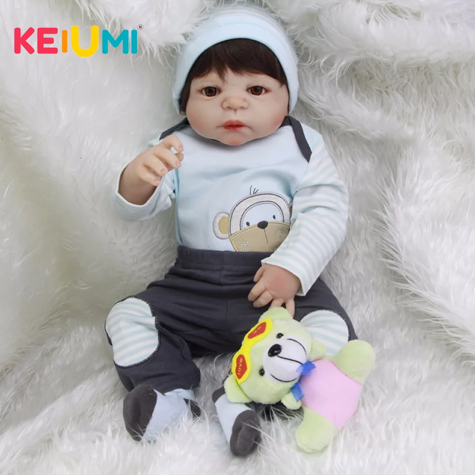 2017 New Hot Sale Lifelike Reborn Baby Doll Full Silicone New Baby Toys Monkey Pattern coat boy Gift Silicon Reborn Dolls Babies