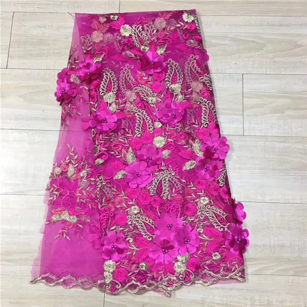 

2018 New Design African Lace Fabric With High Quality African Lace Fabrics For The Fuchsia 3D Lace Lace Material For Women