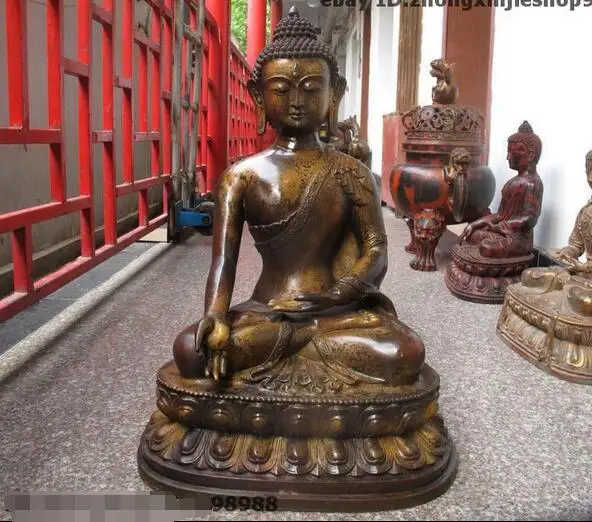 

26.5"Tibet Buddhism Monastery Bronze Gild Sakyamuni Buddha ancestors Statue