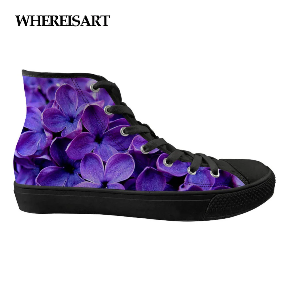 

WHEREISART Fashion Girls High Top Spring Shoes Floral Style Casual Women's Sneakers Shoes Woman Lace Up Brand Women Flats Shoes