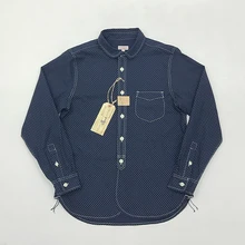 Bob Dong Wabash Dot Рабочая Рубашка винтажная Мужская Осенняя Индиго на пуговицах Повседневная рубашка