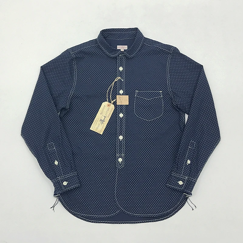 Bob Dong Wabash Dot Work Shirt Vintage Mens Fall Indigo Button-Down Casual Shirt Bob Dong Wabash Dot Work Shirt Vintage Mens Fall Indigo Button-Down Casual Shirt