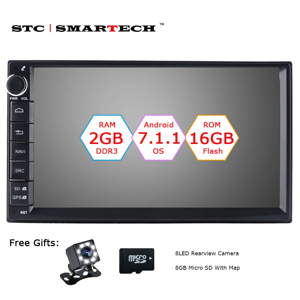 SMARTECH 2 Din Android 7 1 OS Car Radio Stereo Auto Audio System Quad Core 2GB