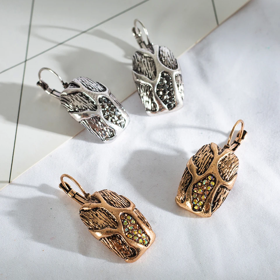 

Golden Silver Color Drop Earrings For Women Vintage Hanging Dangle Earring Rhinestone Crystal Delicate Elegant Eardrop Jewelry