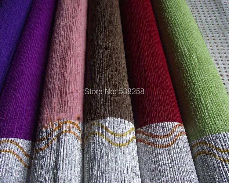 

Free shipping on sale siliver edge crepe paper Floral wrapping paper flower packing material 50*235cm per one roll