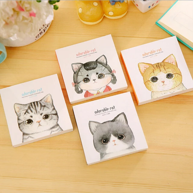 kawaii cat portable notebook cute square mini pocket planner diario