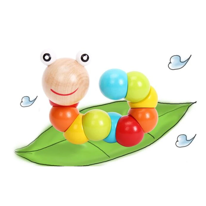 wooden worm baby toy