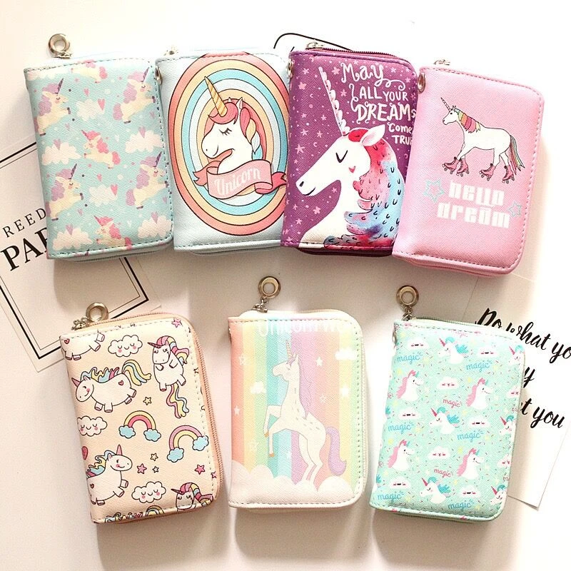 Monederos de embrague estampado animal mujer cremallera bonito bolso de tarjeta bancaria para niñas unicornios|Carteras| - AliExpress