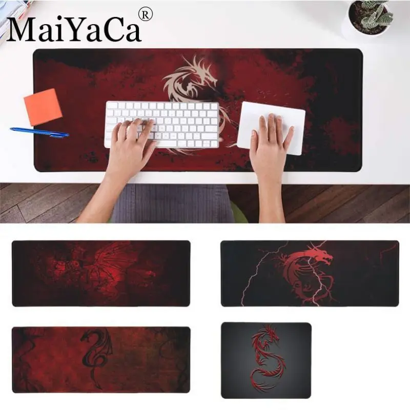 Новый игровой коврик для мыши MaiYaCa с принтом красного дракона большой геймерский