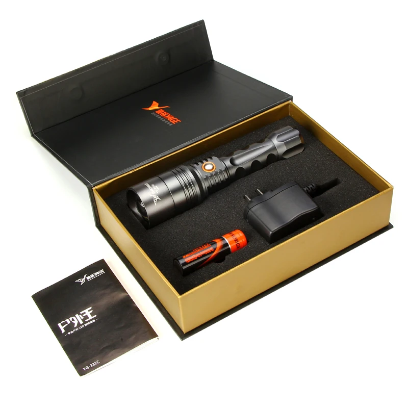 

YAGE 804 XP-E 1000-2000LM Aluminum Self Defense Zoomable CREE LED Flashlight Torch light with 1800mAh 18650 Rechargeable Battery