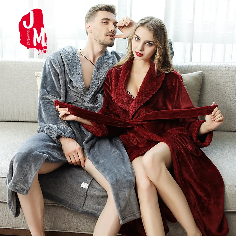 

Sleep Winter Women Robe Flannel Warm Full Sleeve Women Robe Solid Kimono Japanese Femme Bathrobe Thick Coral Fleece Sleep M L XL