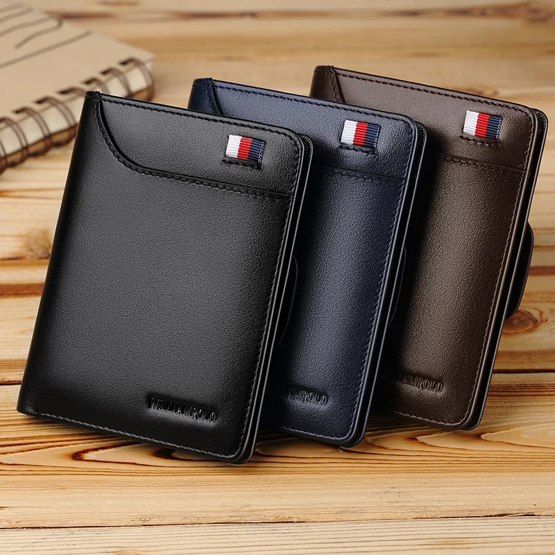 Vente WILLIAMPOLO Hommes Portefeuille mince pour homme Crédit porte carte à deux volets en Cuir Véritable mini étui À cartes Fentes Portefeuille En Cuir De Vachette Nouveau