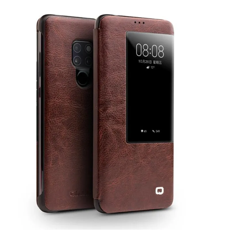 QIALINO Роскошный чехол книжка из натуральной кожи для Huawei Mate20 Pro Стильный