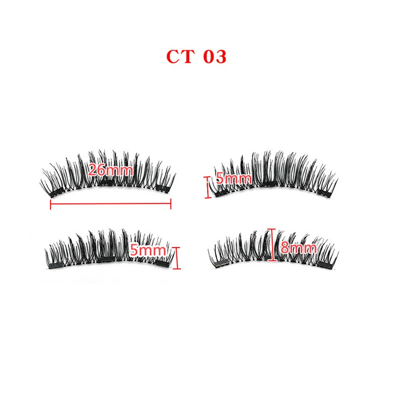 4 шт./пара 3 Магнитная ресницы 3D Накладные ресницы с 3-мя магнитами, ручная работа, натуральные длинные волосы наращивание ресниц с подарочной коробкой