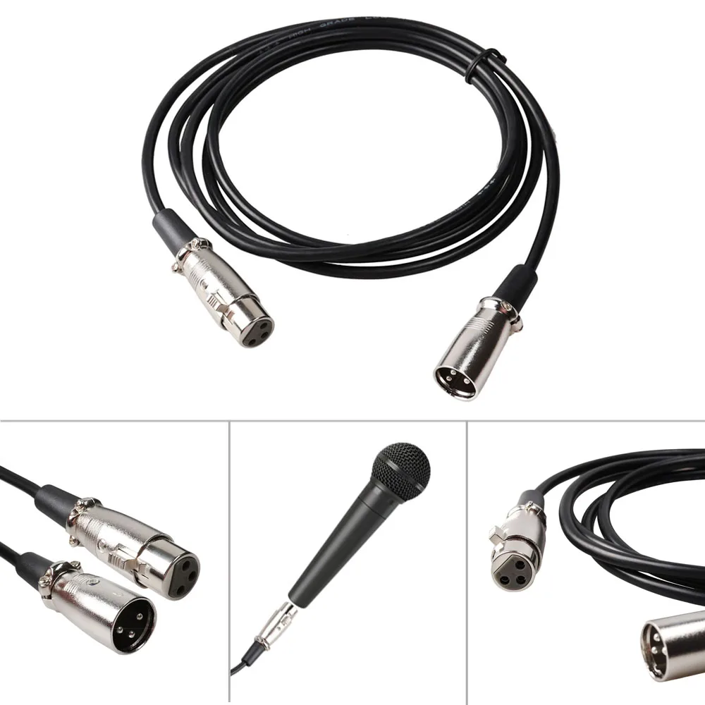 

Professional 3-Pin XLR Male to Female Microphone Cable 6.27 Ft Lead MIC Audio Extension Cord Wire for Mixer Music Parts