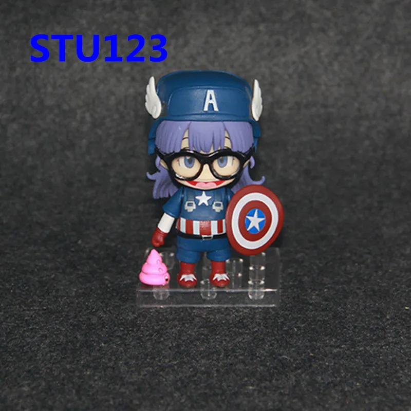 

Japanese anime Dr. Slump Arale Captain America modeling Machine doll Q version Action Figure Collectible Model Toy Box 10cm N782