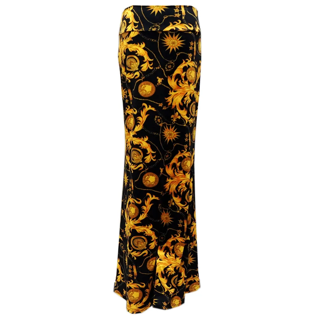 

Plus Size Summer Streetwear Women Maxi Skirt Yellow Harajuku Pencil Long Skirt Gothic Women Clothes Kawaii Skirts Womens 2019