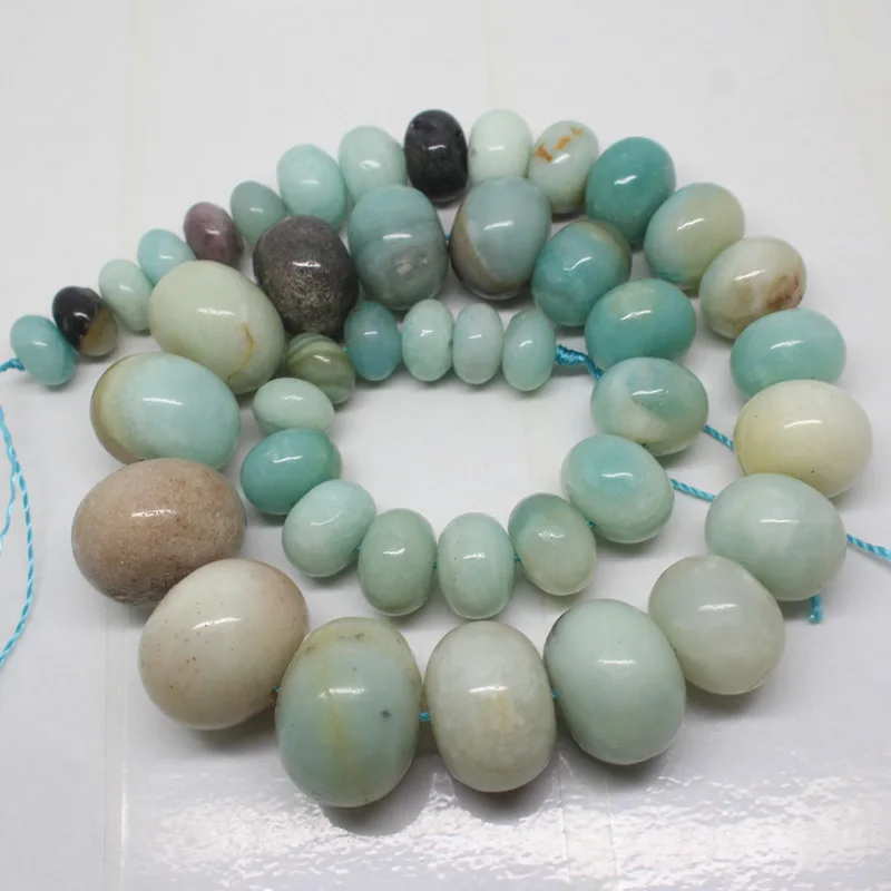 

Mini. order is $7!5x8-13x18mm Natural Multicolor Amazonite Oval Rondelle Gradually Abacus Beads 15"