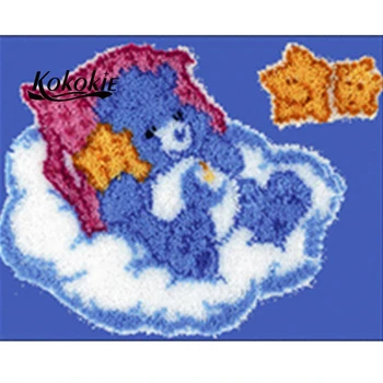 

latch hook rug cartoon printing vloerklee foamiran for needlework sets knooppakket bear crochet tapis fabric embroidery tapijt