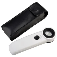 40X Ручной Лупа увеличительное стекло лупа объектив для чтения ювелирные часы инструмент для ремонта с 2 светодиодный светильник