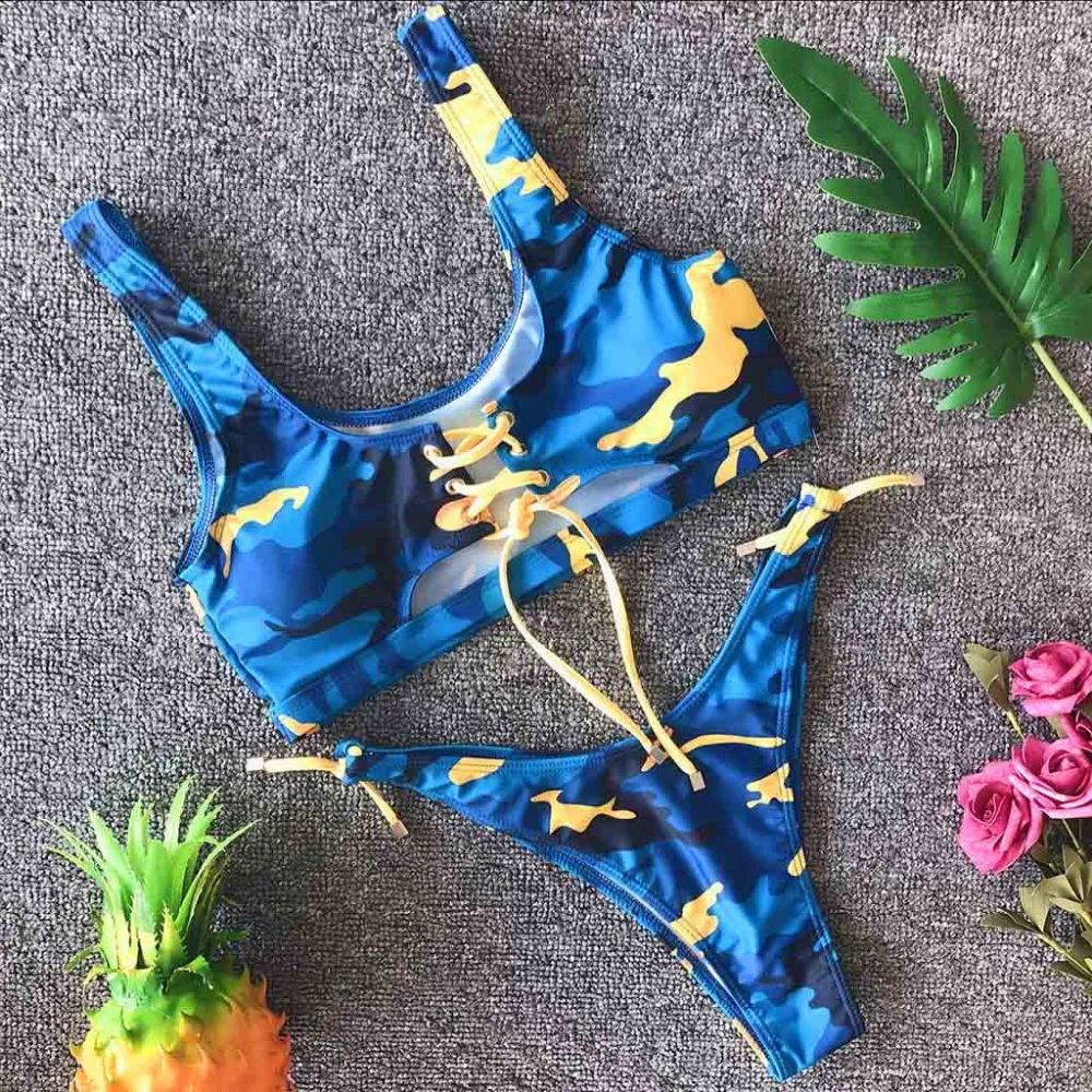 2019 Women's ethnic print straps bikini set summer bikinis sexy swimwear push up Quick drying bikinis e fatos de banho 40J10 (16)