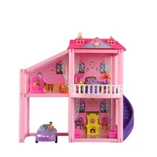 2 этажная вилла 3 комнаты+ 1 вилла парковка+ 1 наружная лестница кукольный домик DIY Собранный набор строительные игрушки со всеми аксессуарами