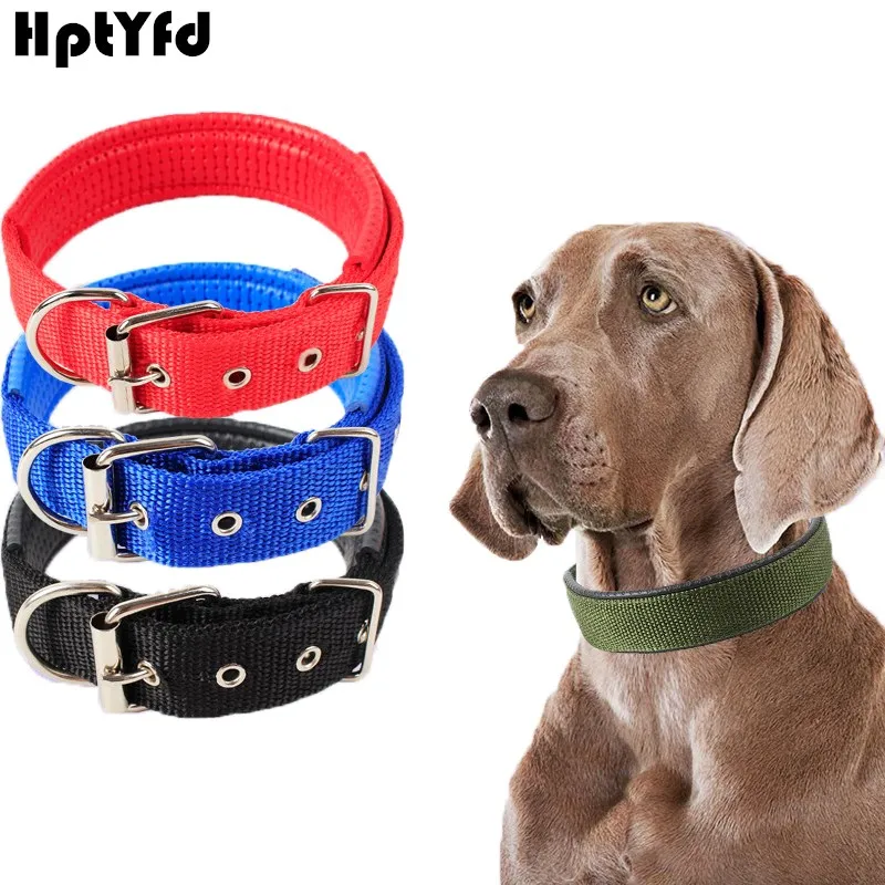 PU Leather Padded Dog Collar Nylon Foam Soft Adjustable Pet Cat Durable